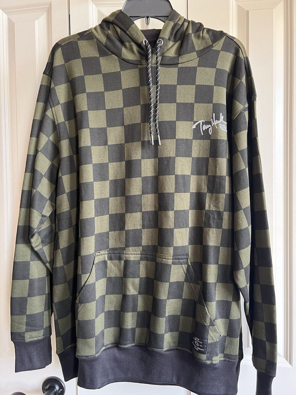 Tony Hawk Checkered Green/Black Hoodie Mens XL